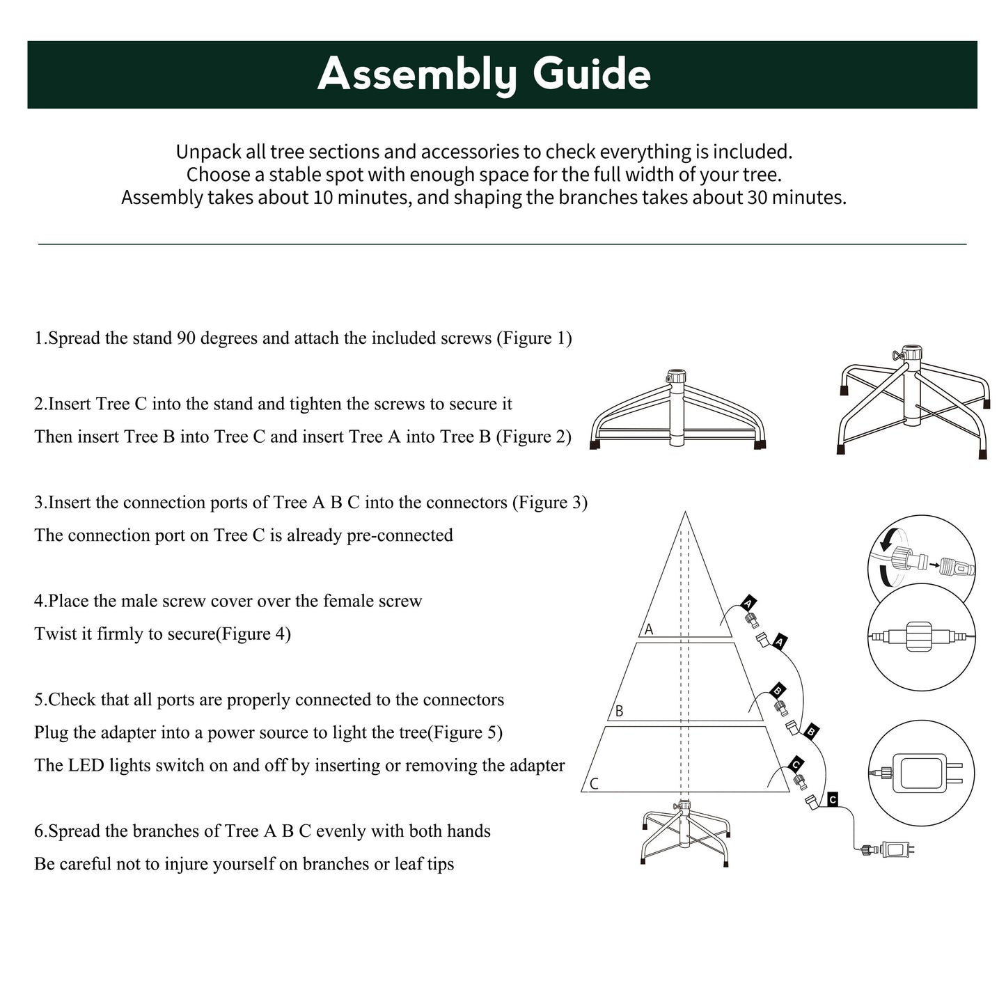 7.5ft Artificial Christmas Tree Pre-Lit with 4,076 Branch Tips & 1,518 Low-Voltage Warm LED Lights