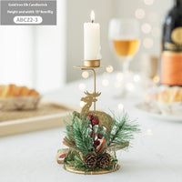 Golden Wrought Iron Christmas Candleholder Decoration