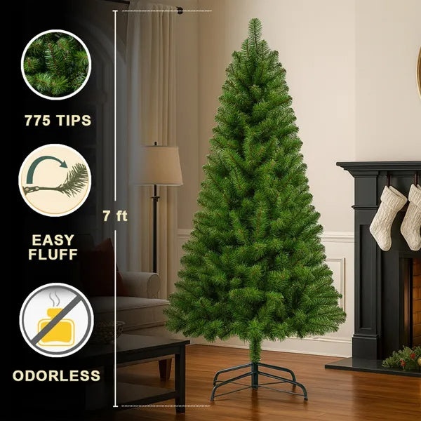7ft Unlit Artificial Classic Green Christmas Tree for Indoor Home Decoration