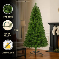 7ft Unlit Artificial Classic Green Christmas Tree for Indoor Home Decoration