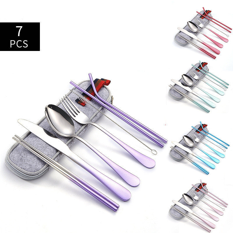 7-piece Rainbow Multi-Colour Stainless Steel Cutlery Set