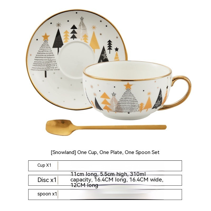 Beautiful Classic Christmas Design Teapot Cup and Saucer Gift Set