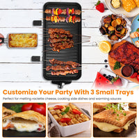 2-In-1 Electric BBQ Gill With Grill Net Removable Plate 5 Temperature Control 3 Small Trays Dishwasher Safe