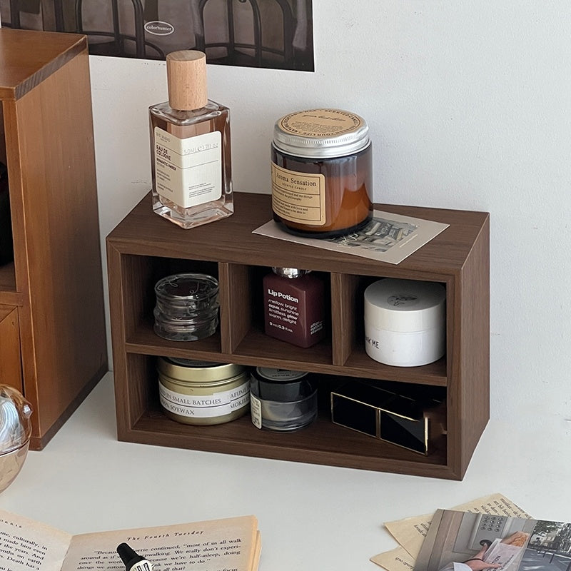 Retro Wood Desktop Grid Storage Box