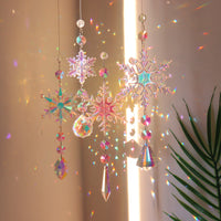 Sparkling Snowflake Crystal Sun Catcher Pendant for Window Christmas Decorations