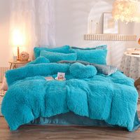 Luxury Thick Fleece Duvet Cover Queen King Winter Warm Bed Quilt Cover Pillowcase Set