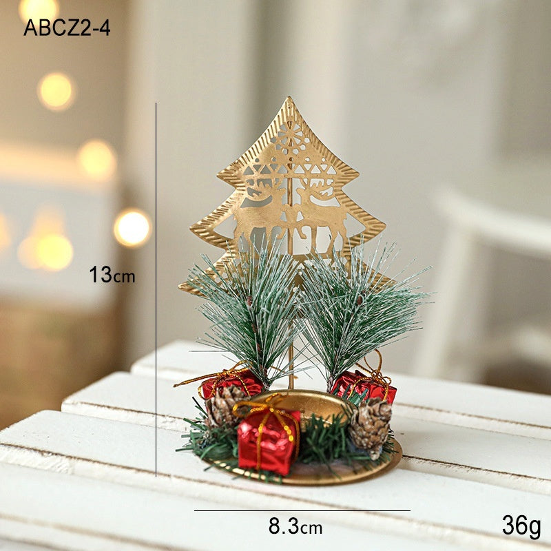 Golden Wrought Iron Christmas Candleholder Decoration