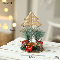 Golden Wrought Iron Christmas Candleholder Decoration