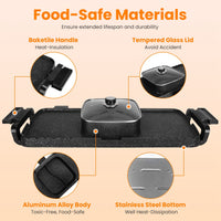 2-in-1 Electric Hot Pot With Grill 2800W Smokeless Non-Stick Korean BBQ Grill Shabu Shabu Hot Pot Combo With Independent Temperature Control 5 Gears Firepower For 3-10 People