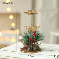 Golden Wrought Iron Christmas Candleholder Decoration