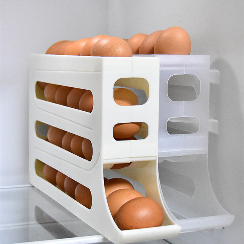 4-Layer Automatic Egg Roller Sliding Egg Storage Tray for Refrigerator