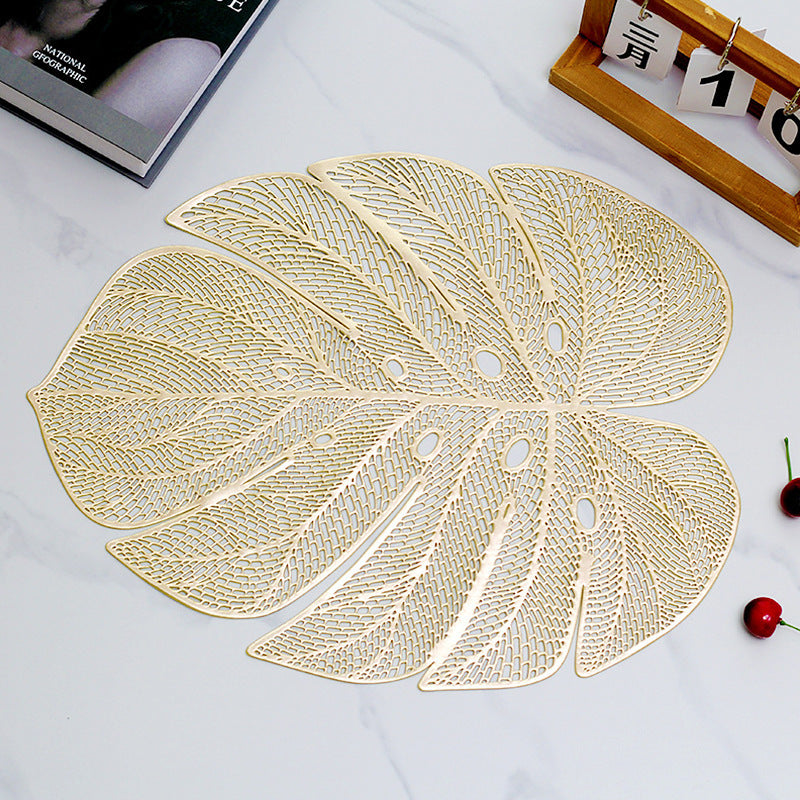 Nordic Style Hollow PVC Artificial Monstera Leaf Placemat Mat
