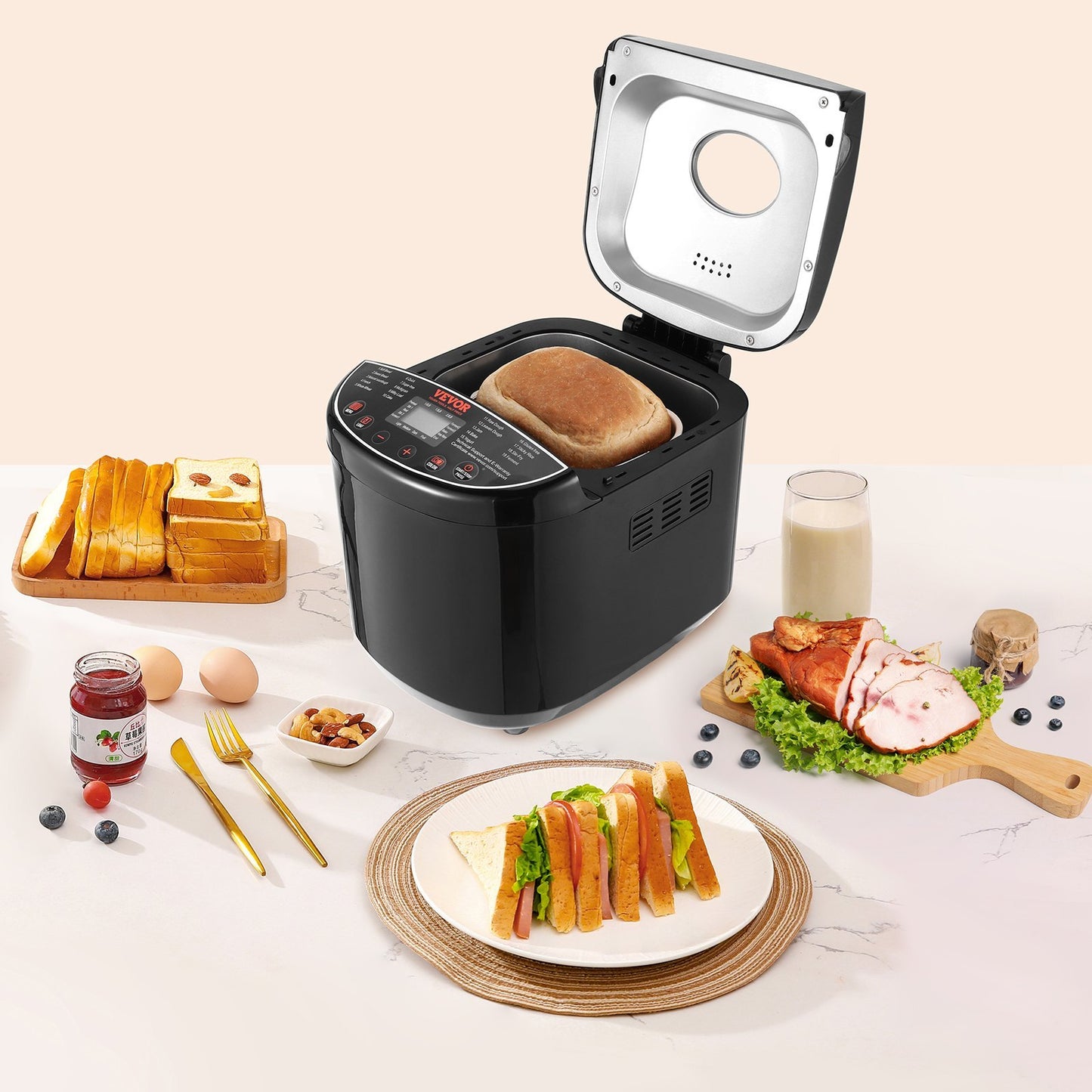 19-in-1 Automatic Compact Bread Maker with Digital Display
