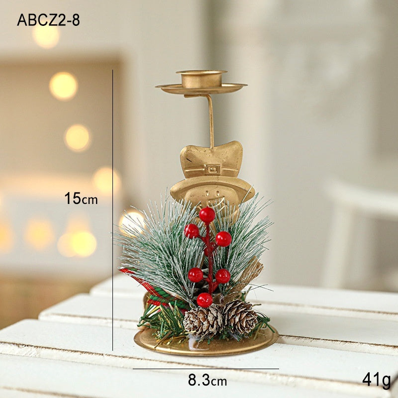 Golden Wrought Iron Christmas Candleholder Decoration