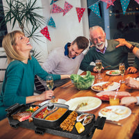 2-in-1 Electric Hot Pot With Grill 2800W Smokeless Non-Stick Korean BBQ Grill Shabu Shabu Hot Pot Combo With Independent Temperature Control 5 Gears Firepower For 3-10 People