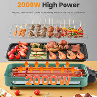 2-In-1 Electric BBQ Gill With Grill Net Removable Plate 5 Temperature Control 3 Small Trays Dishwasher Safe