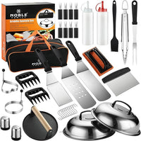 38-piece Griddle Accessories Kit, Professional Grill Tools Set For Outdoor Barbecue, Stainless Steel Griddle Spatula Set with Tongs, Smash Burger Press, Carry Bag, Perfect Grilling Gifts