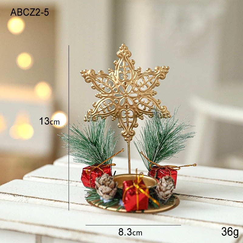 Golden Wrought Iron Christmas Candleholder Decoration