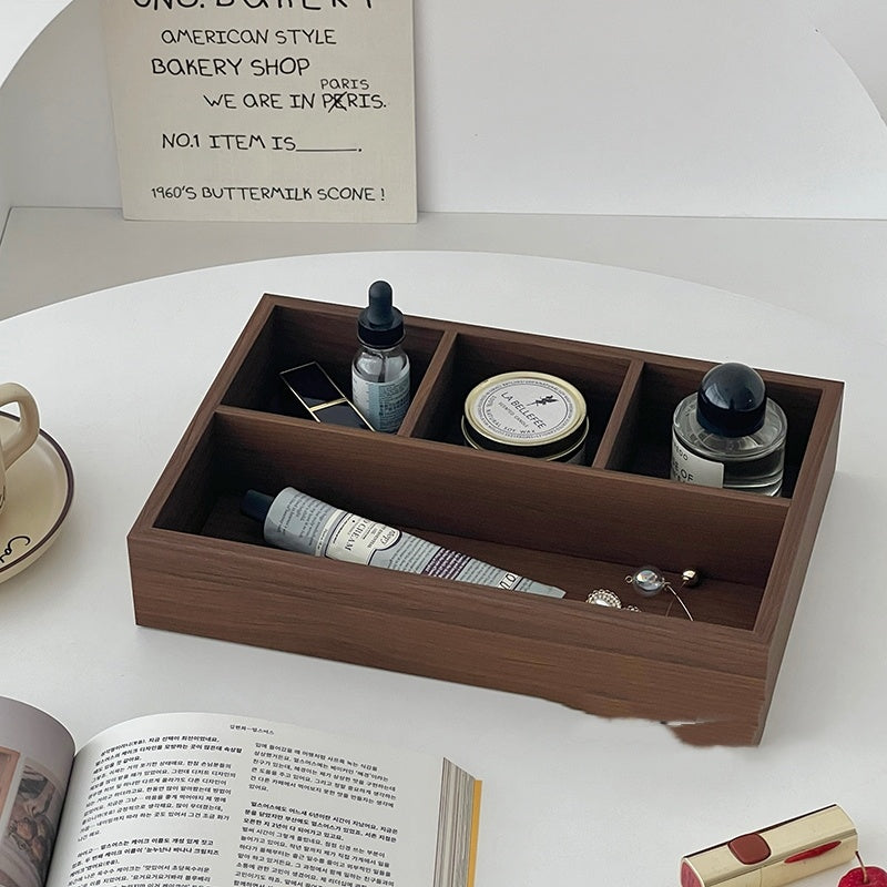 Retro Wood Desktop Grid Storage Box