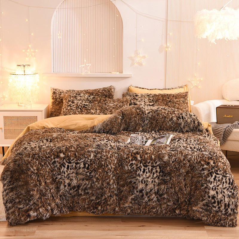 Luxury Thick Fleece Duvet Cover Queen King Winter Warm Bed Quilt Cover Pillowcase Set