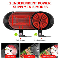 Electric 2-in-1 Hotpot BBQ Grill Oven Smokeless Barbecue Cooking Pan