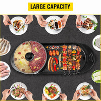 Electric 2-in-1 Hotpot BBQ Grill Oven Smokeless Barbecue Cooking Pan