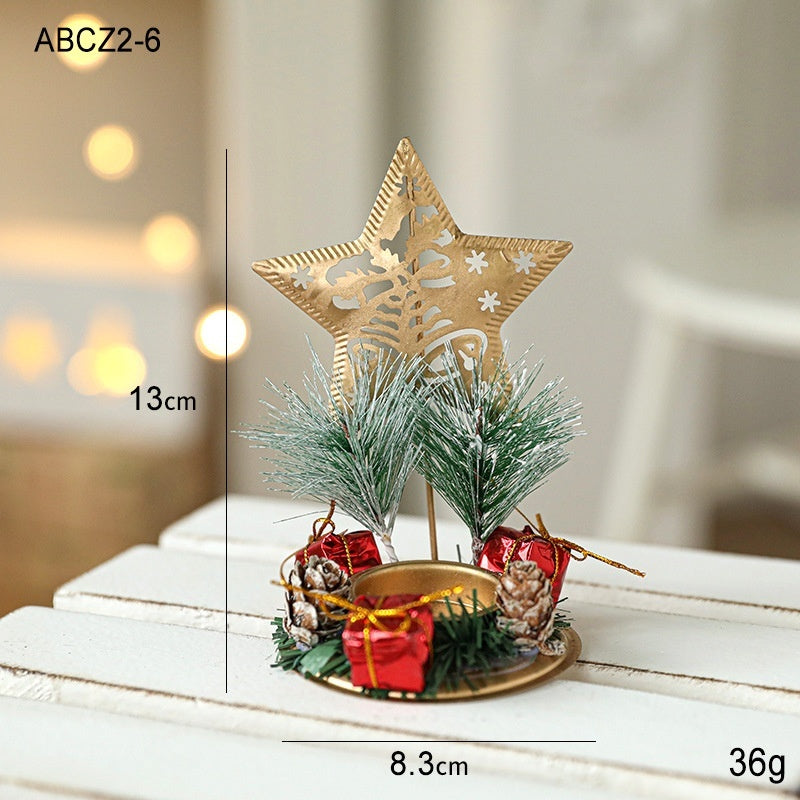 Golden Wrought Iron Christmas Candleholder Decoration