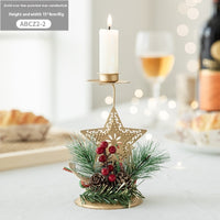 Golden Wrought Iron Christmas Candleholder Decoration
