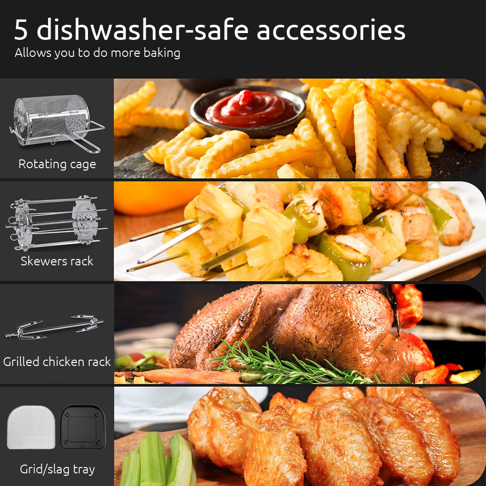 10L 360-degree Rotation Large Capacity Home Air Fryer with Digital Display