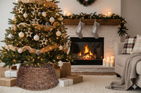 乡村风编织柳条圣诞树领，农舍节日装饰