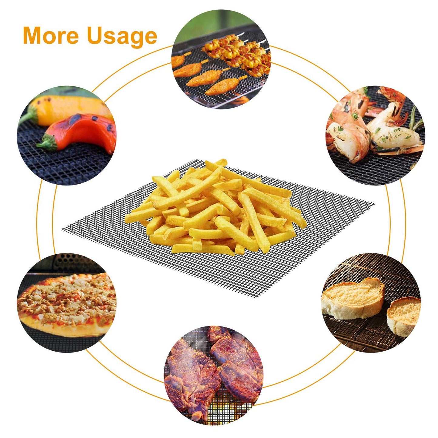 Reusable and Reversible Non-Stick Mesh Grill Mat Mesh Mat for Outdoor Gas Charcoal BBQ