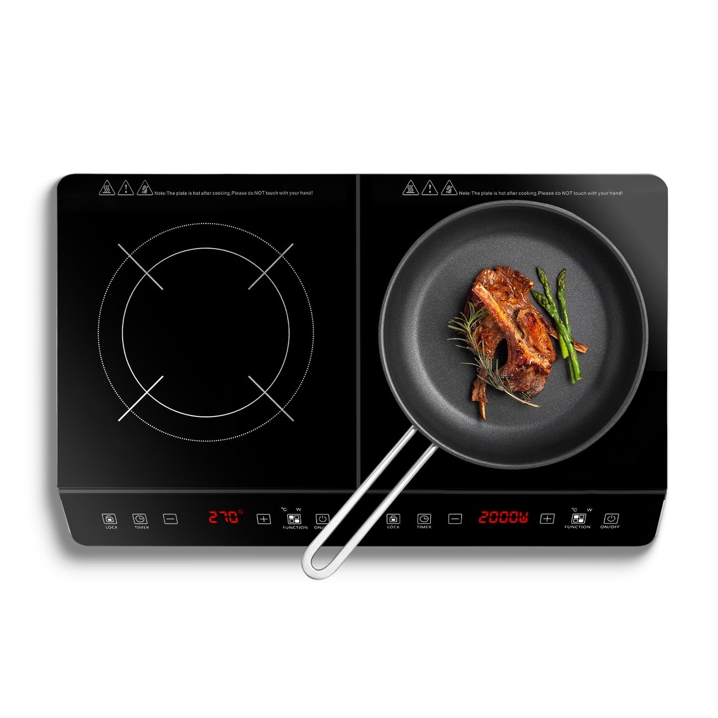 Dual Burner Induction Cooktop Portable Double Induction Cooker Electric Stove Countertop Hot Plate With 9 Power 9 Temperature 3H Timer