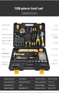 108-piece Carbon Steel Hardware Toolkit for Household