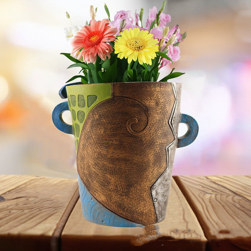Picasso Style Abstract Art Outdoor Flower Pot