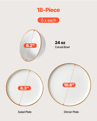 18-piece Ceramic Plates and Bowls Dinnerware Set