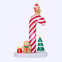 8.2ft Inflatable Giant Candy Cane With Gingerbread Man Glow Up with Built-in LED Lights for Outdoor Garden Christmas Decor Display