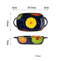 Бытовые прямоугольные керамические противни в ретро-стиле