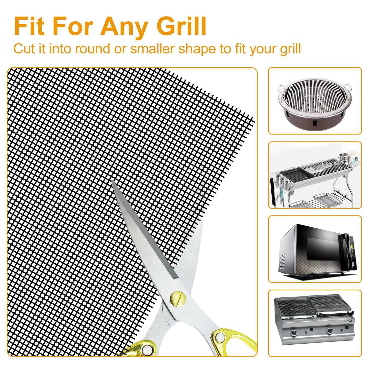 Reusable and Reversible Non-Stick Mesh Grill Mat Mesh Mat for Outdoor Gas Charcoal BBQ