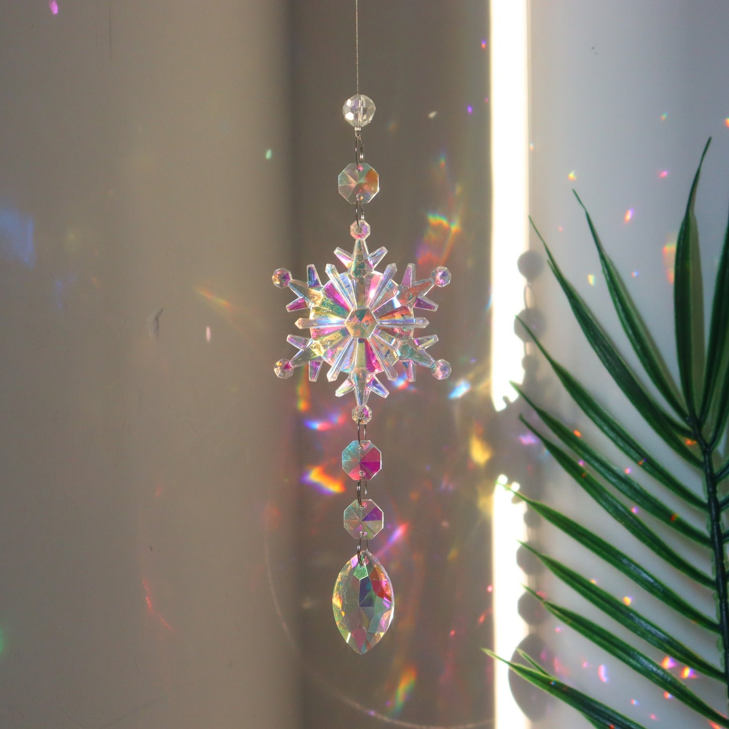 Sparkling Snowflake Crystal Sun Catcher Pendant for Window Christmas Decorations