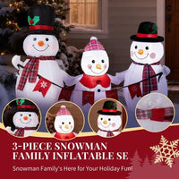 6.2ft 3-piece Inflatable Snowman Family Glow Up with Built-in LED Lights For Outdoor Garden Christmas Decor
