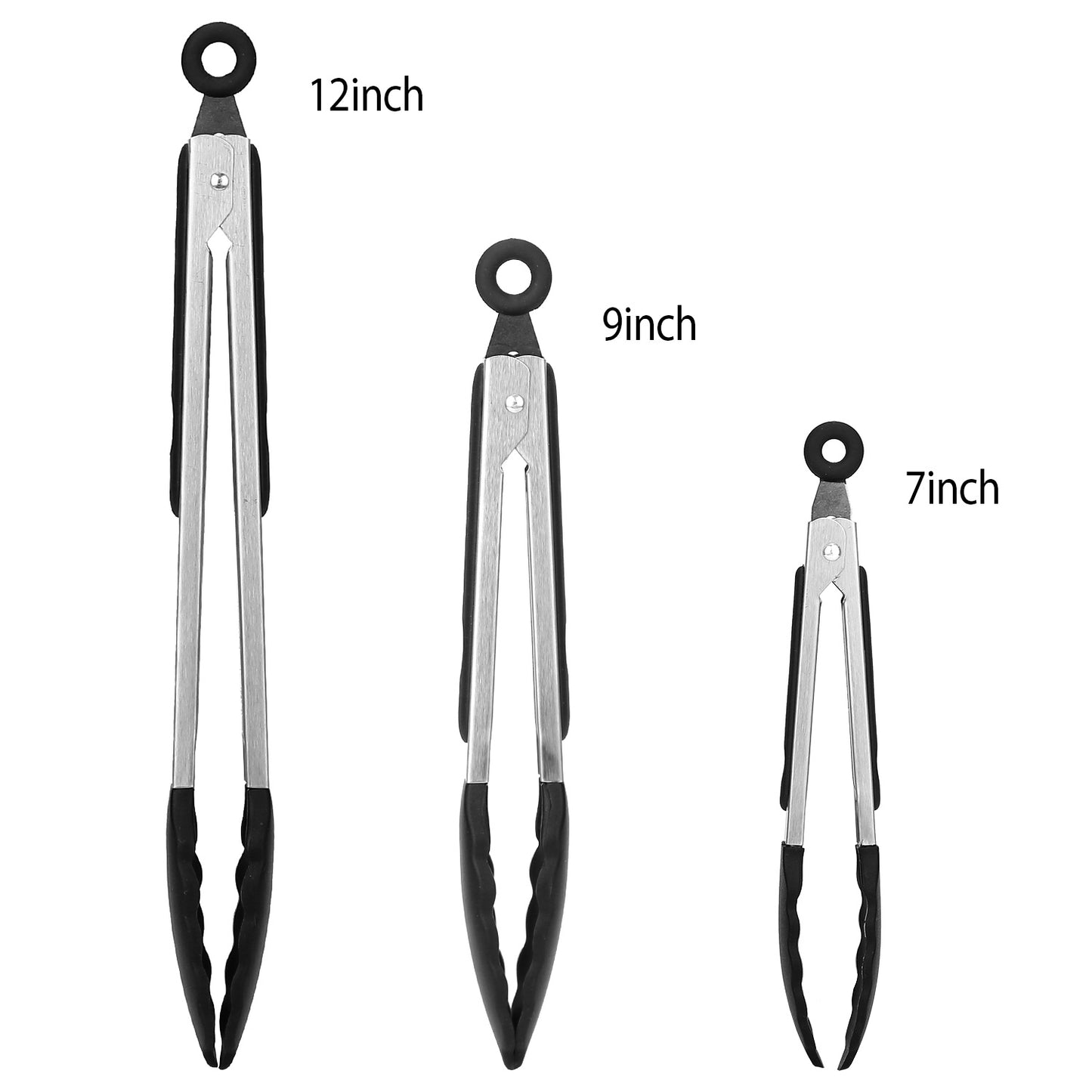 3-piece Set Kitchen Tongs Stainless Steel Food Tongs With Silicon Tips