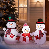 6.2ft 3-piece Inflatable Snowman Family Glow Up with Built-in LED Lights For Outdoor Garden Christmas Decor